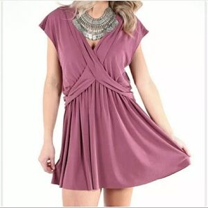 FREE PEOPLE Criss Cross Dress size Small‎ S Mauve Mulberry Mini woman’s